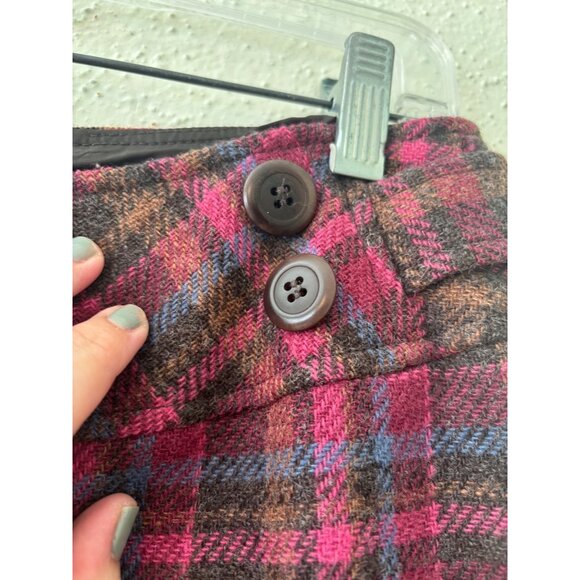 Garnet Hill Womens Wool Plaid Skirt Size 6 Pink Brown Blue Vintage - Picture 9 of 10